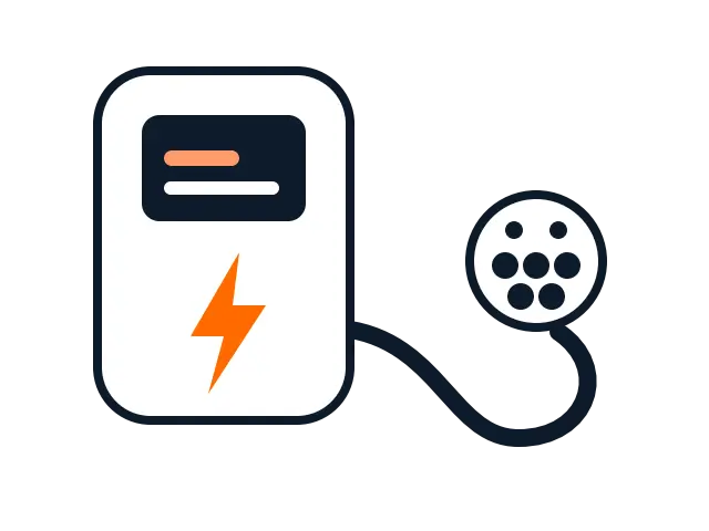 Une borne de recharge murale avec son câble lové et son connecteur T2S