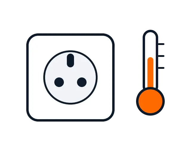 Une prise domestique 16 A dont les connexions s'échauffent en recharge prolongée